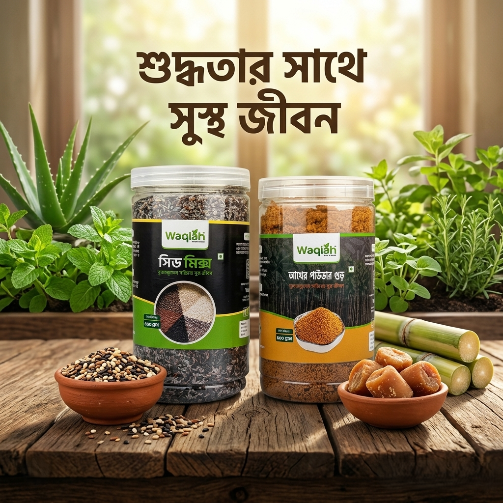 Healthy Life Pairing – Premium Seed Mix (500g) + Pure Sugarcane Jaggery Powder (500g Jar)